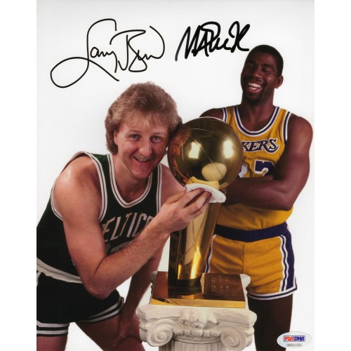 Larry Bird ラリー・バード Magic Johnson マジック・ジョンソン 直筆サイン写真 PSA認証