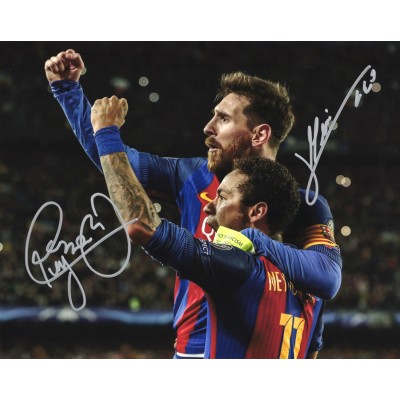 Lionel Messi リオネル・メッシ Neymar ネイマール 直筆サイン入り写真認証COA付