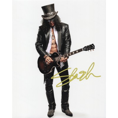 SLASH スラッシュ Guns N' Roses ガンズ・アンド・ローゼズ リードギター 直筆サイン入り写真認証COA付